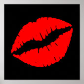 Poster Baiser Rouge sur Fond Noir (Devant)