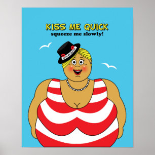 Poster Baiser vite Rouge Blanc Bleu Humour de bord de mer