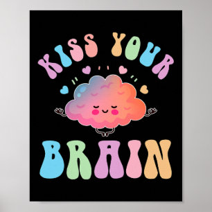 Poster Baiser votre cerveau Retro Sensibilisation sur l'a
