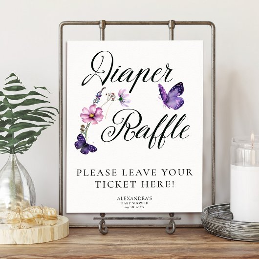 Poster Baisers à papillon Baby shower violet sauvage Raff