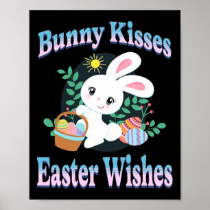 Poster Baisers de lapin Pâques souhaite de mignons oeufs