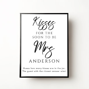 Poster Baisers Personnalisés pour Mme Jeu de Baby Shower
