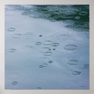 Poster Baisses de pluie et ondulations de l'eau