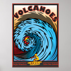 POSTER BAJA MEXIQUE SURFBREAK DE VOLCANS SURFANT