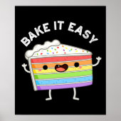 Poster Bake It Easy Funny Cake Pun Dark BG (Devant)