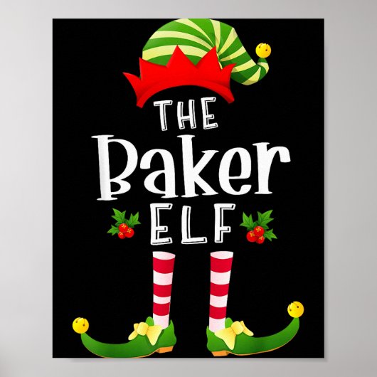 Poster Baker Christmas Elf Matching Pajama X-mas Party  (Devant)