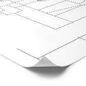 Poster Bakersfield, Californie (noir sur blanc) (Coin)