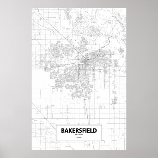 Poster Bakersfield, Californie (noir sur blanc) (Devant)