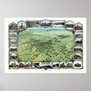 Poster Bakersfield, carte panoramique de CA - 1901