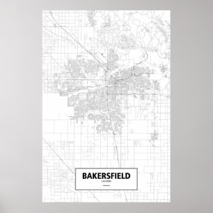 Poster Bakersfield, la Californie (noir sur le blanc)