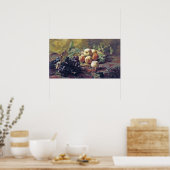 Poster Bakhuyzen - Raisins Bleus Et Pêches (Cuisine)