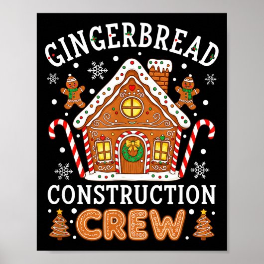 Poster Baking Gingerbread House Construction Crew Christm (Devant)
