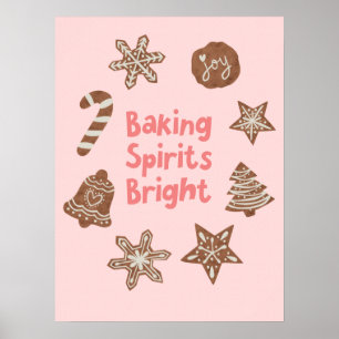 Poster Baking Spirits Bright Christmas Cookies rose