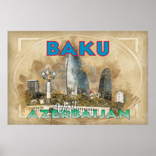 Poster Bakou, Visit Azerbaijan, de la série Visite...
