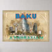 Poster Bakou, visite Azerbaïdjan (Devant)