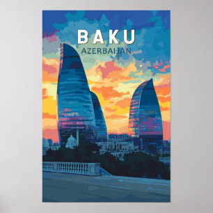 Poster Baku Azerbaïdjan Voyage Art Vintage