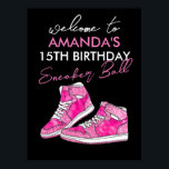 Poster Bal Basket rose Bienvenue<br><div class="desc">Cette Affiche de bienvenue d'anniversaire Pink Basket Ball est parfaite pour tous les anniversaires ! Un thème de bal basket est très populaire pour les 16 parties sucrées et swag 16 !</div>