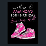 Poster Bal Basket rose Bienvenue<br><div class="desc">Cette Affiche de bienvenue d'anniversaire Pink Basket Ball est parfaite pour tous les anniversaires ! Un thème de bal basket est très populaire pour les 16 parties sucrées et swag 16 !</div>