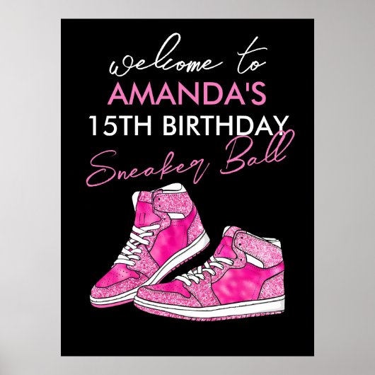 Poster Bal Basket rose Bienvenue (Devant)