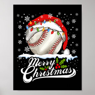 Poster Bal de baseball de Noël Noël Chapeau Noël garçons