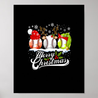 Poster Bal de baseball de Noël Santa Hat Elf Reindeer Amu