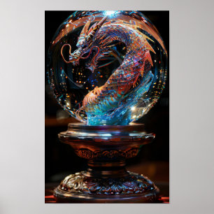 Poster Bal de cristal mystique avec âme de dragon Imprime