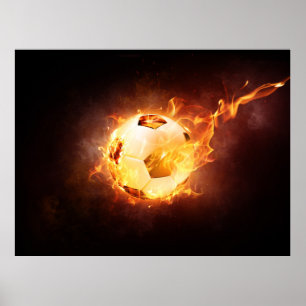 Poster Bal de football en feu