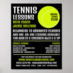 Poster Bal de tennis, Cours de tennis / Cours Publicité