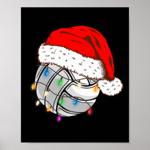Poster Bal de volley-ball de Noël Santa Hat Funny Sport X