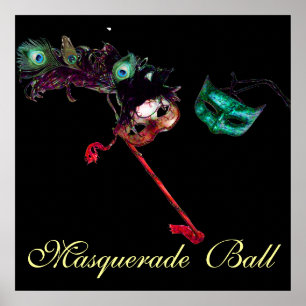 Poster BAL MASQUÉ DU MARDI GRAS ,Noir