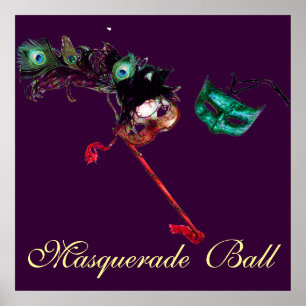 Poster BAL MASQUÉ DU MARDI GRAS ,Violet