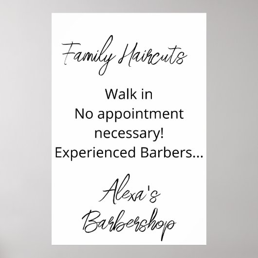 Poster Balade en coiffure de famille dans le salon Barber (Devant)