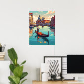 Poster Balade en gondole à Venise avec des bâtiments hist (Bureau à domicile)