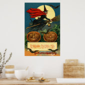 Poster Balai de sorcière Citrouille de Jack Lanterne Chat (Cuisine)