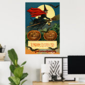 Poster Balai de sorcière Citrouille de Jack Lanterne Chat (Bureau à domicile)