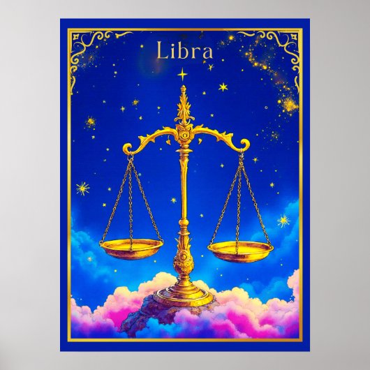 Poster Balance zodiacal de la Balance dans un ciel rempli (Devant)