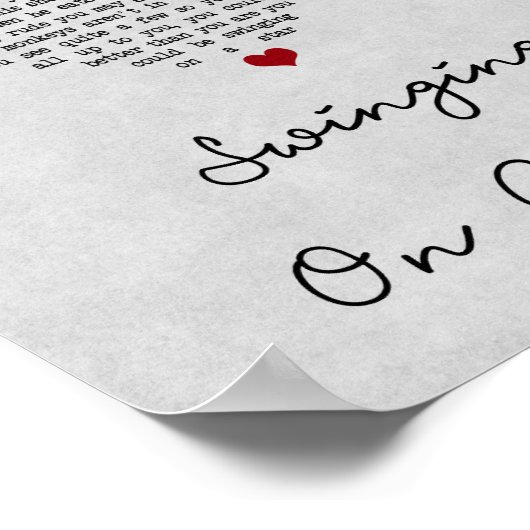 Poster Balancer Sur Une Chanson De Coeur Gris Étoile Text (Coin)
