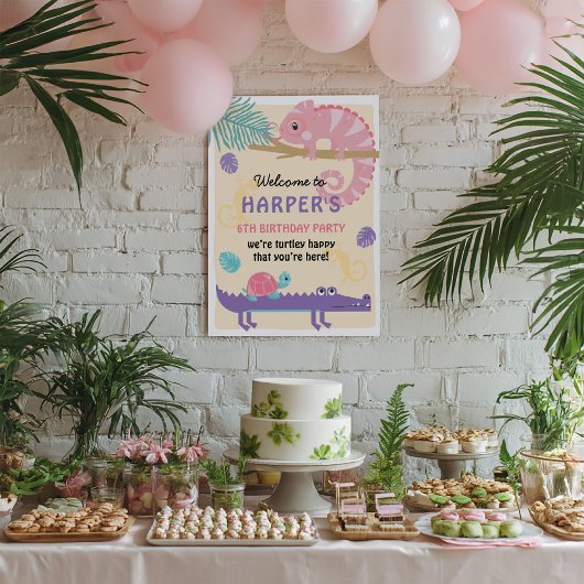 Poster Balances et queues Reptile fille Anniversaire