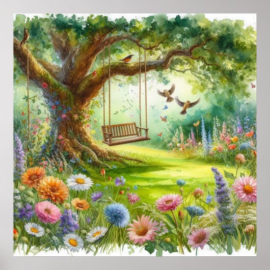 Poster Balancoire de jardin paysage 2 (Devant)