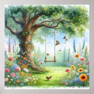 Poster Balançoire de jardin paysage 4