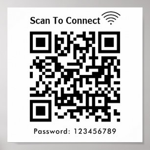 Poster Balayage Wifi Pour Connecter Mot De Passe Code Qr 