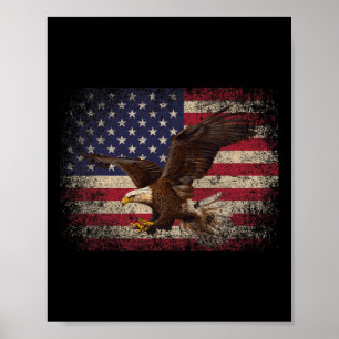 Poster Bald Eagle 4 juillet cadeau de Noël American Fla