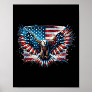 Poster Bald Eagle 4 juillet Drapeau Américain Patriotique