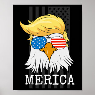 Poster Bald Eagle 4 juillet Trump American Flag Funny G