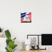 Poster Bald Eagle avec Arrière - plan du drapeau américai (Bureau à domicile)