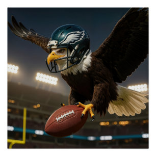 Poster Bald Eagle avec football et casque au stade