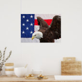 Poster Bald Eagle avec le drapeau américain (Cuisine)