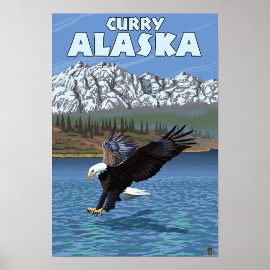 Poster Bald Eagle Diving - Curry, Alaska (Devant)
