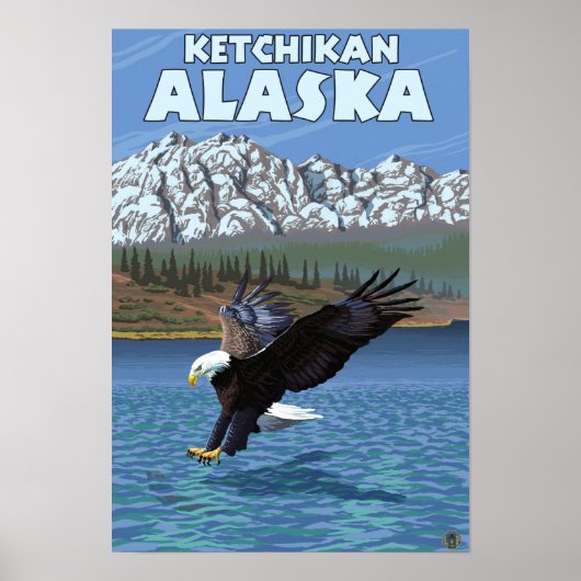 Poster Bald Eagle Diving - Ketchikan, Alaska (Devant)