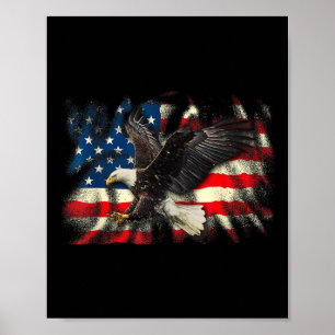Poster Bald Eagle drapeau américain Vintage Patriotique U